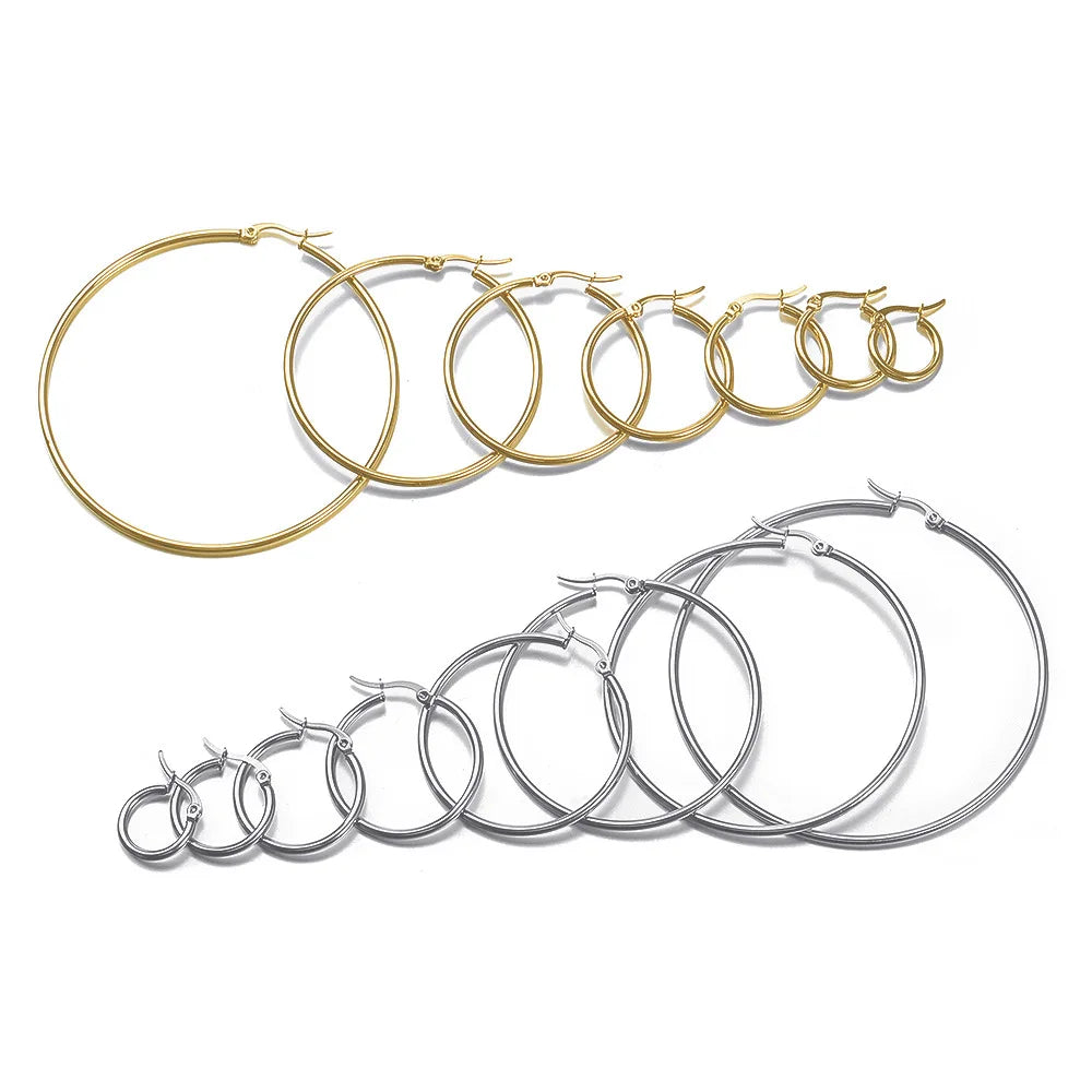 Solar Aura Gold Hoops – Premium Stainless Steel Circle Earrings