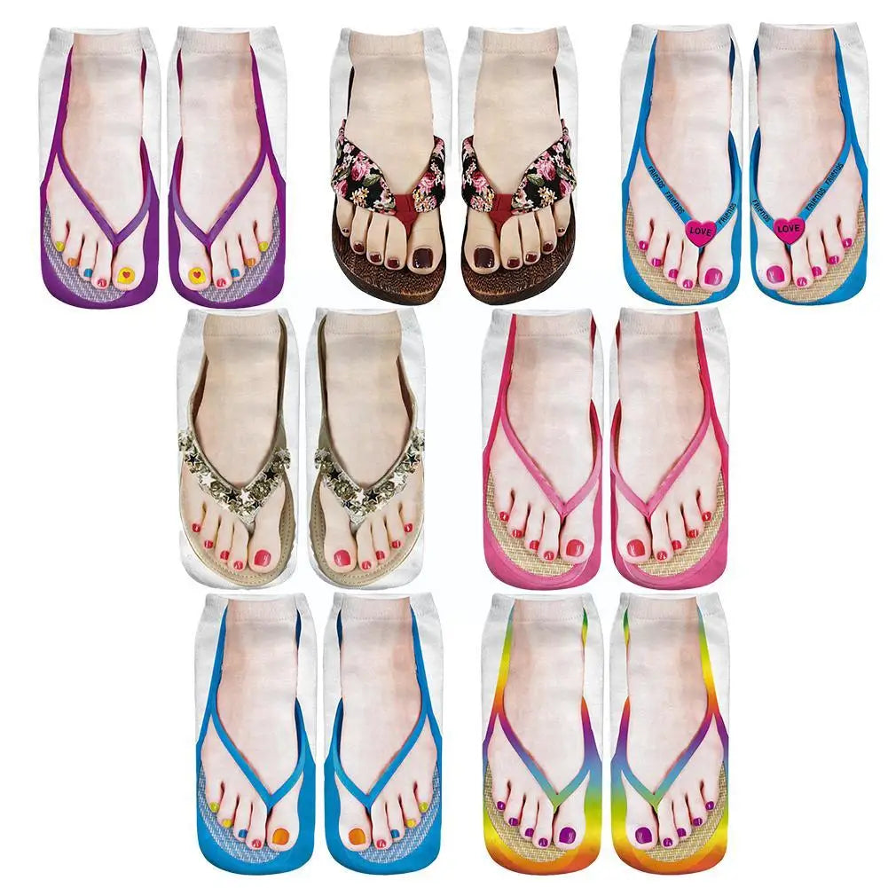 The "PrankFlop" Novelty Socks – 3D Illusion Flip-Flop Ankle Socks