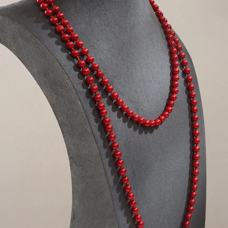 Audrey Elegant Long Pearl Necklace – Handmade Statement Sweater Chain