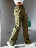 Women's High-Waisted Wide-Leg Casual Trousers - Elastic Waist Sportswear & Workwear Pants