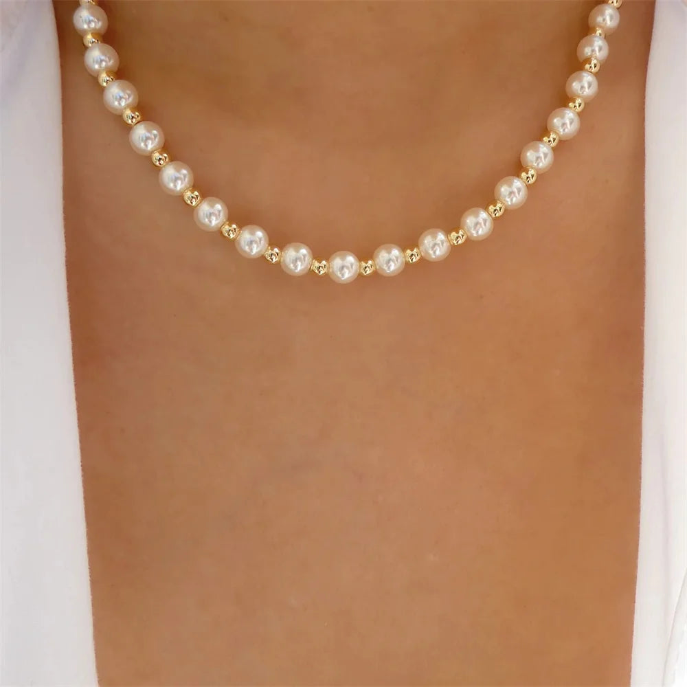 Vintage Elegant Layered Chain Pearl Necklace