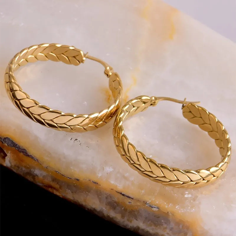 Aurelia Wheat Hoop Earrings – Waterproof 316L Stainless Steel Jewelry