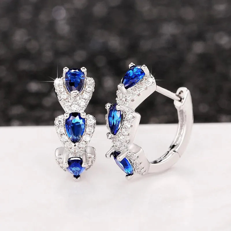 Ocean Aura Blue Hoops – 925 Sterling Silver Luxury Earrings