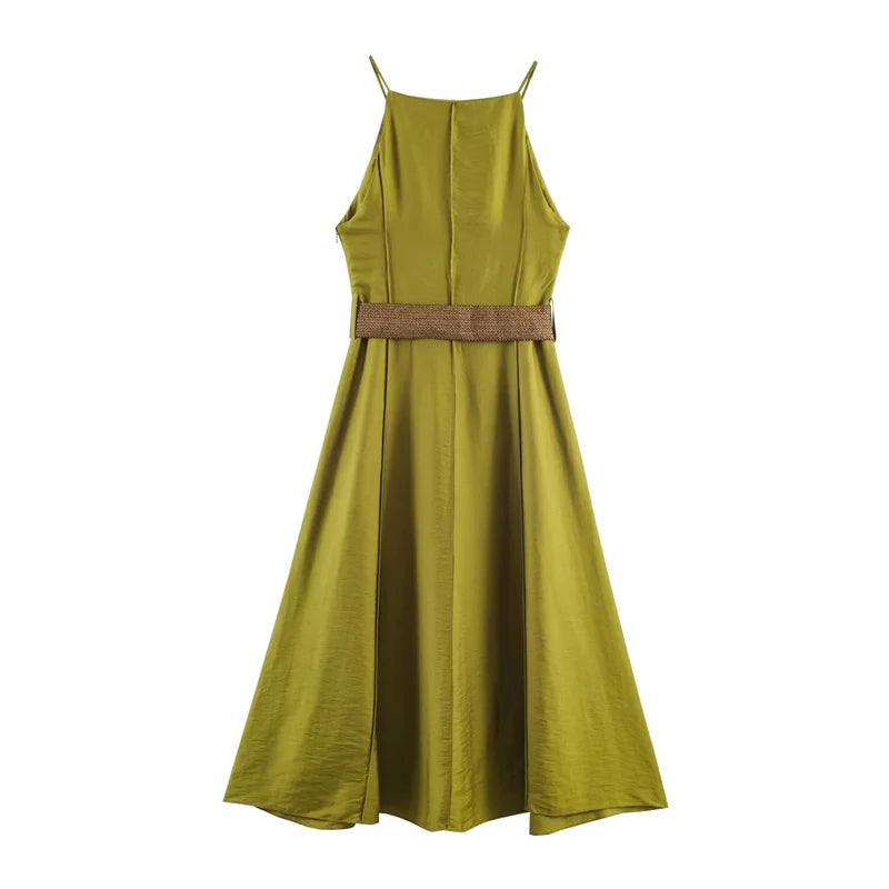 Verona Tailored Midi Dress – Elegant Slim-Fit Dress with Belt