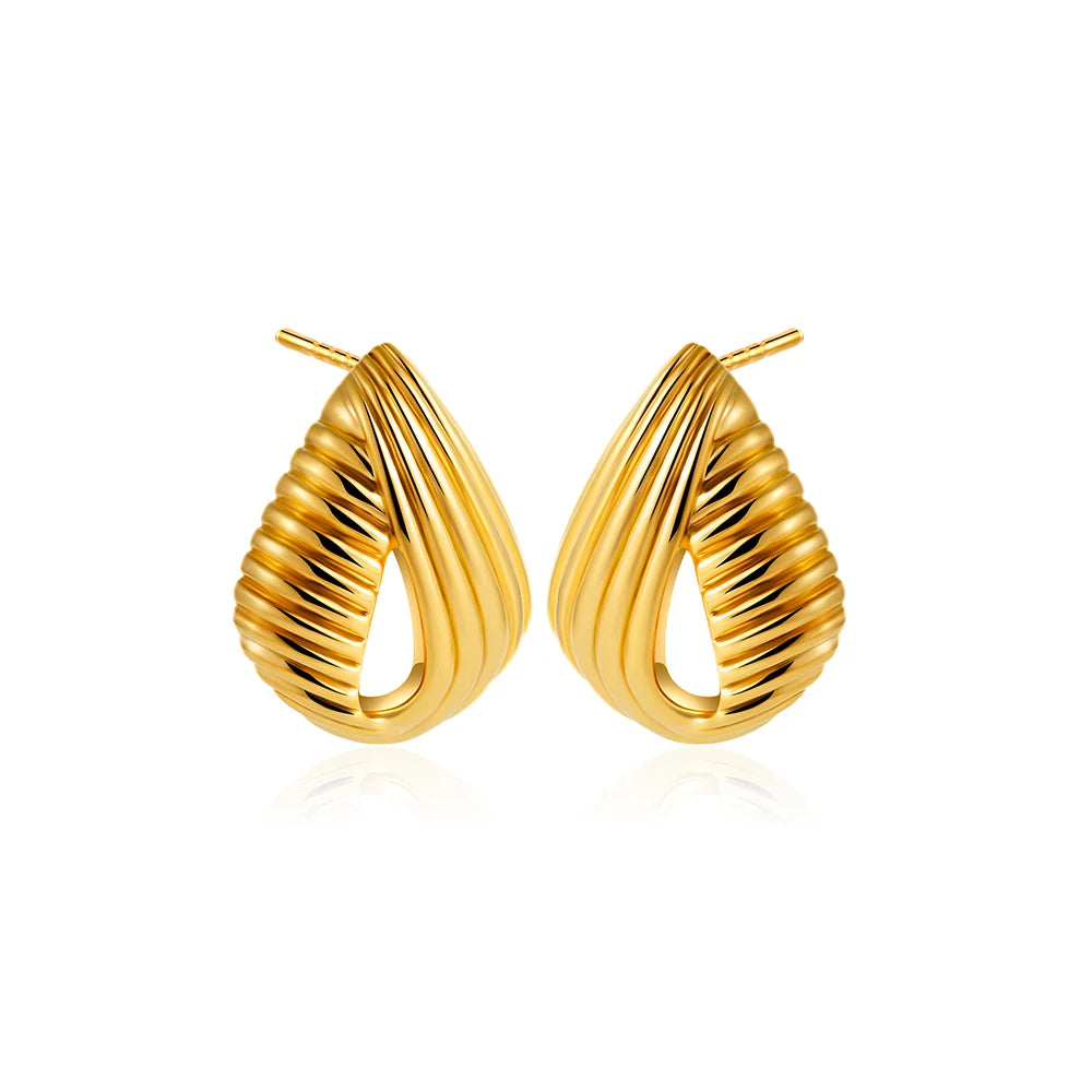 Aura Staggered Striped Hollow Drop Earrings