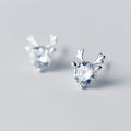 925 Sterling Silver Reindeer Crystal Stud Earrings