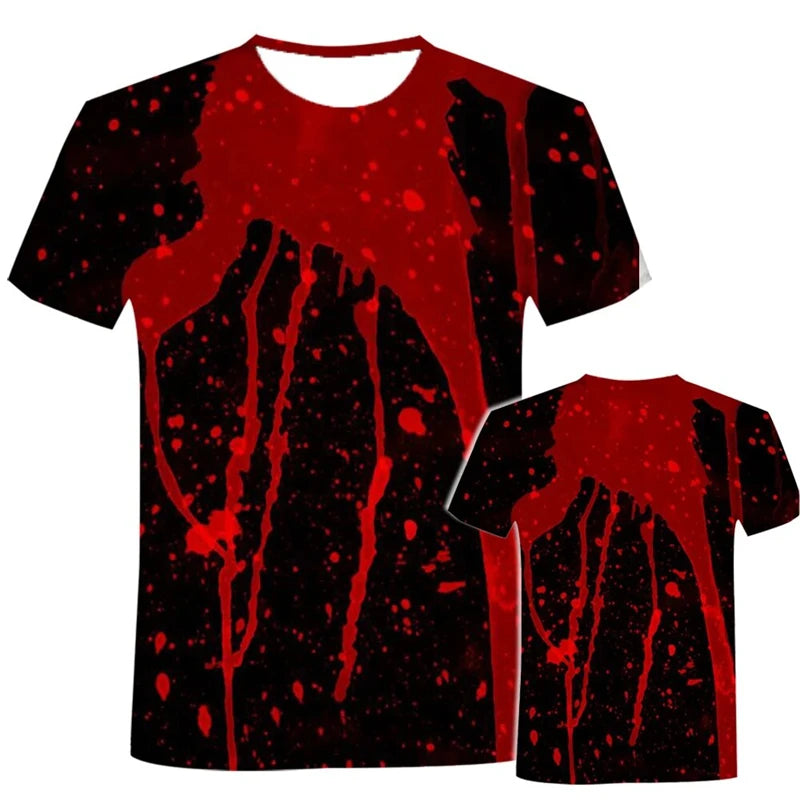 The "Carnage" 3D Graphic Oversized Tee – Horror Blood Palm Harajuku Streetwear