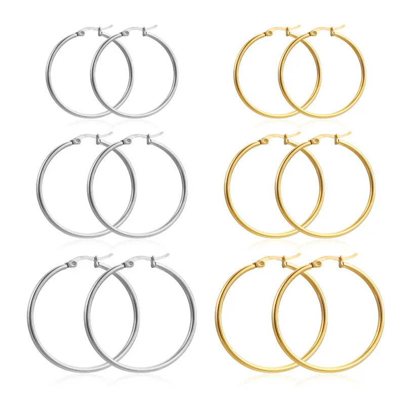 Solar Aura Gold Hoops – Premium Stainless Steel Circle Earrings