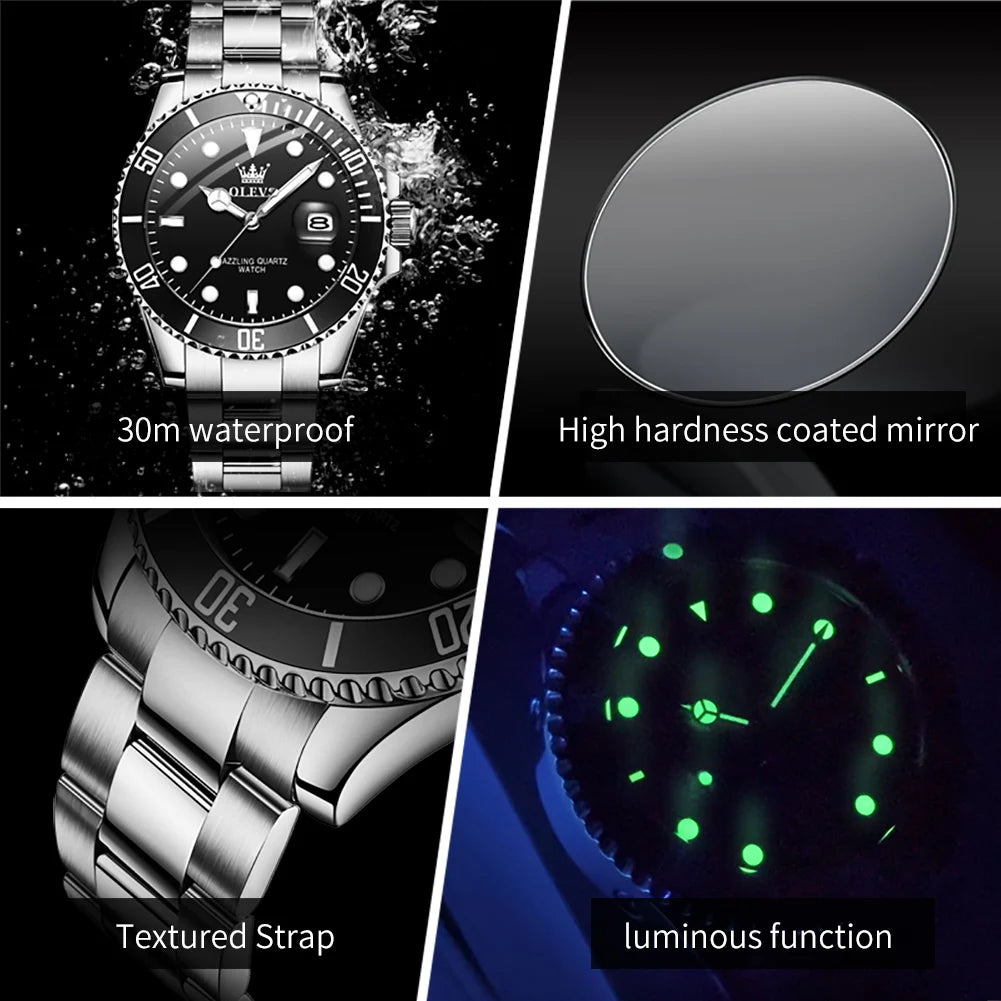 OLEVS Luxury Stainless Steel Quartz Watch