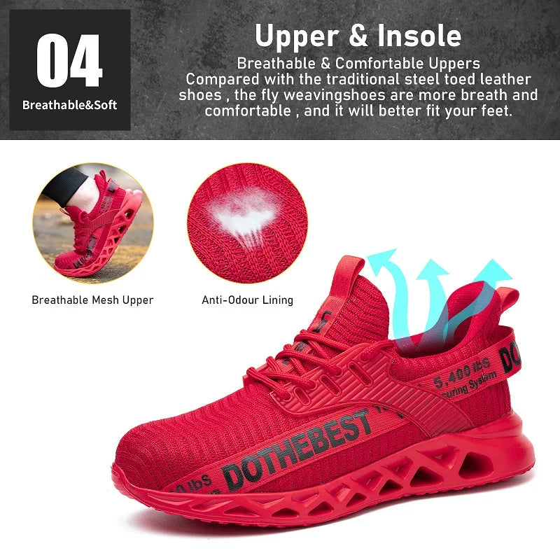 Unisex Lightweight Steel Toe Safety Work Sneakers
