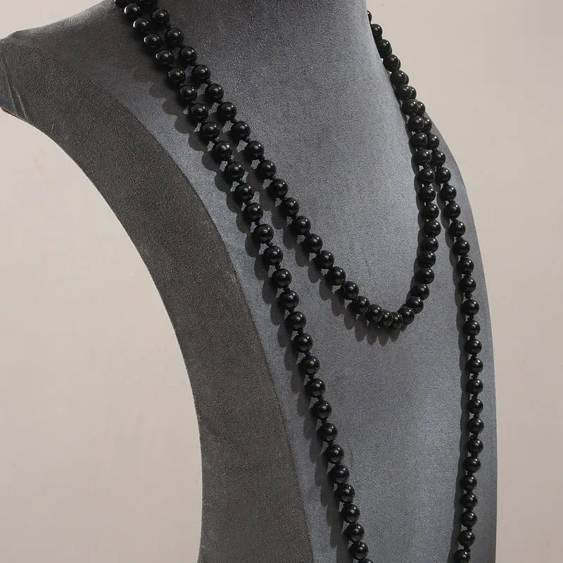 Audrey Elegant Long Pearl Necklace – Handmade Statement Sweater Chain
