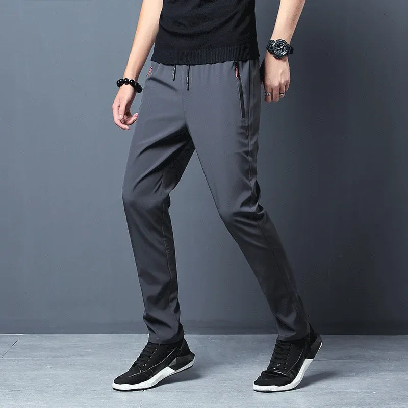 2025 Men's Running Pants Quick-Dry Thin Casual Trousers Sport Pants with Zipper Pockets Sportswear Running Jogging Sportpants