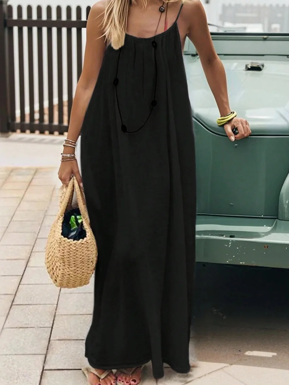 Luna Comfort Sleeveless Lounge Dress – Loose Fit Summer Nightwear