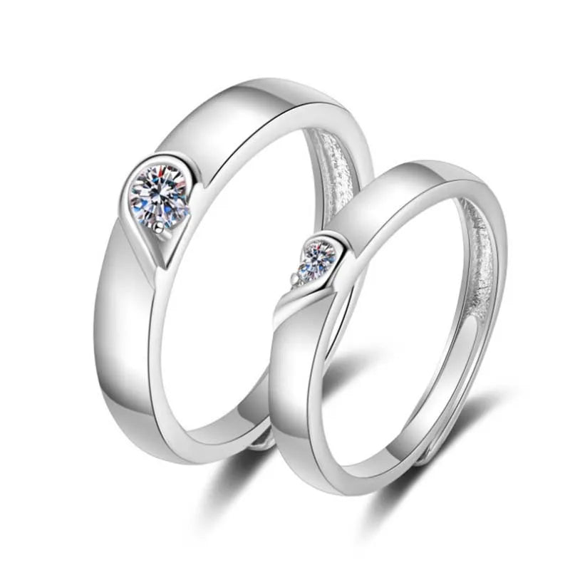 Amour Adjustable Couple Rings – 2-Piece Matching Love Heart Promise Set