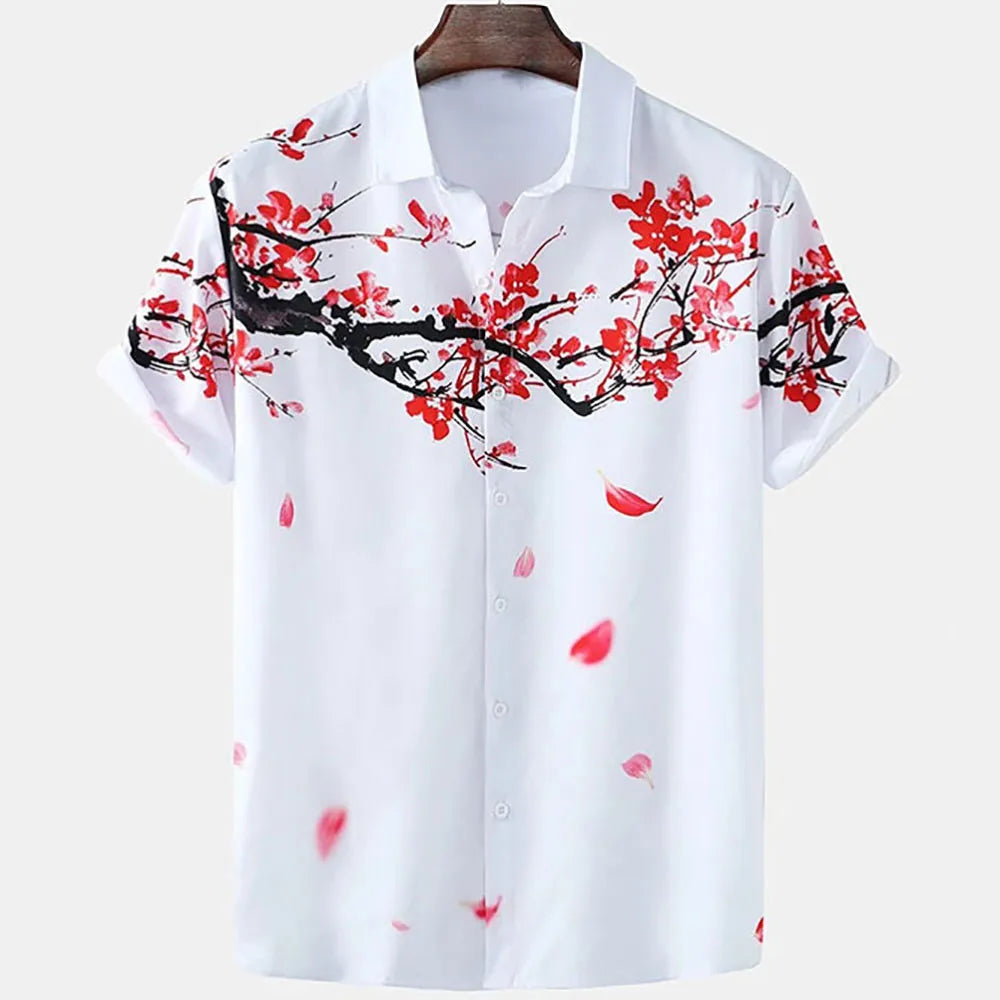 The "Sakura Breeze" Unisex Hawaiian Shirt – Summer Sakura Pattern Short Sleeve