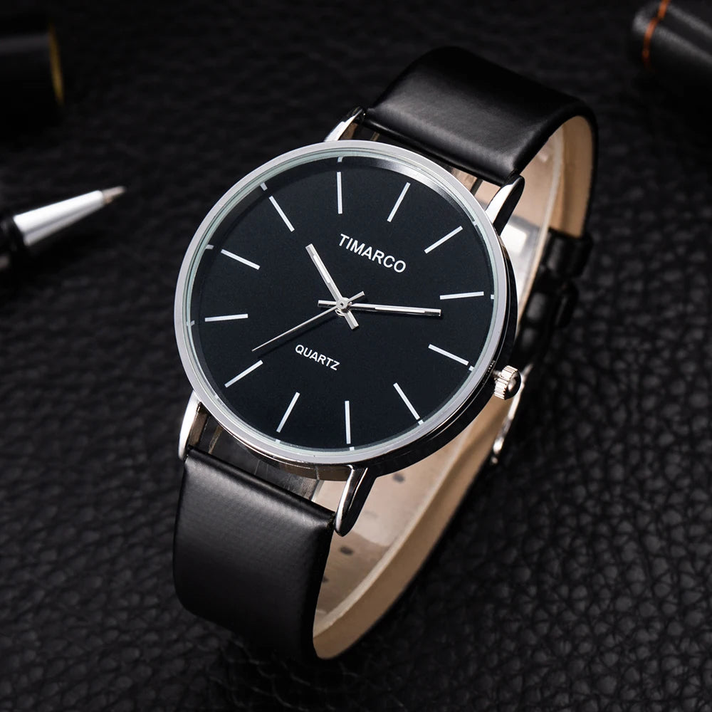 Minimalist Leather Strap Quartz Watch - Unisex