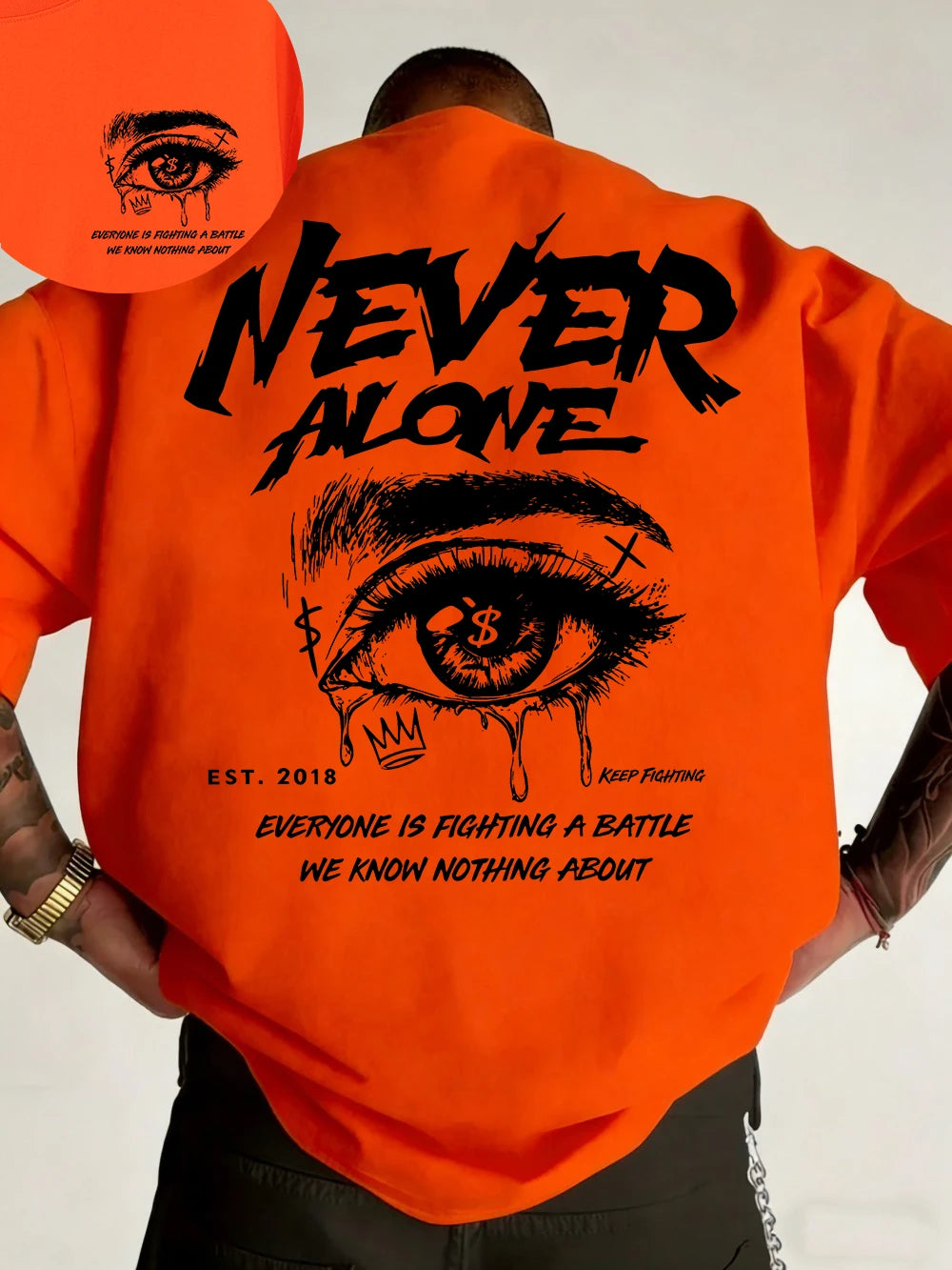 "Never Alone" Graphic Oversized Tee - Premium Cotton Streetwear T-Shirt