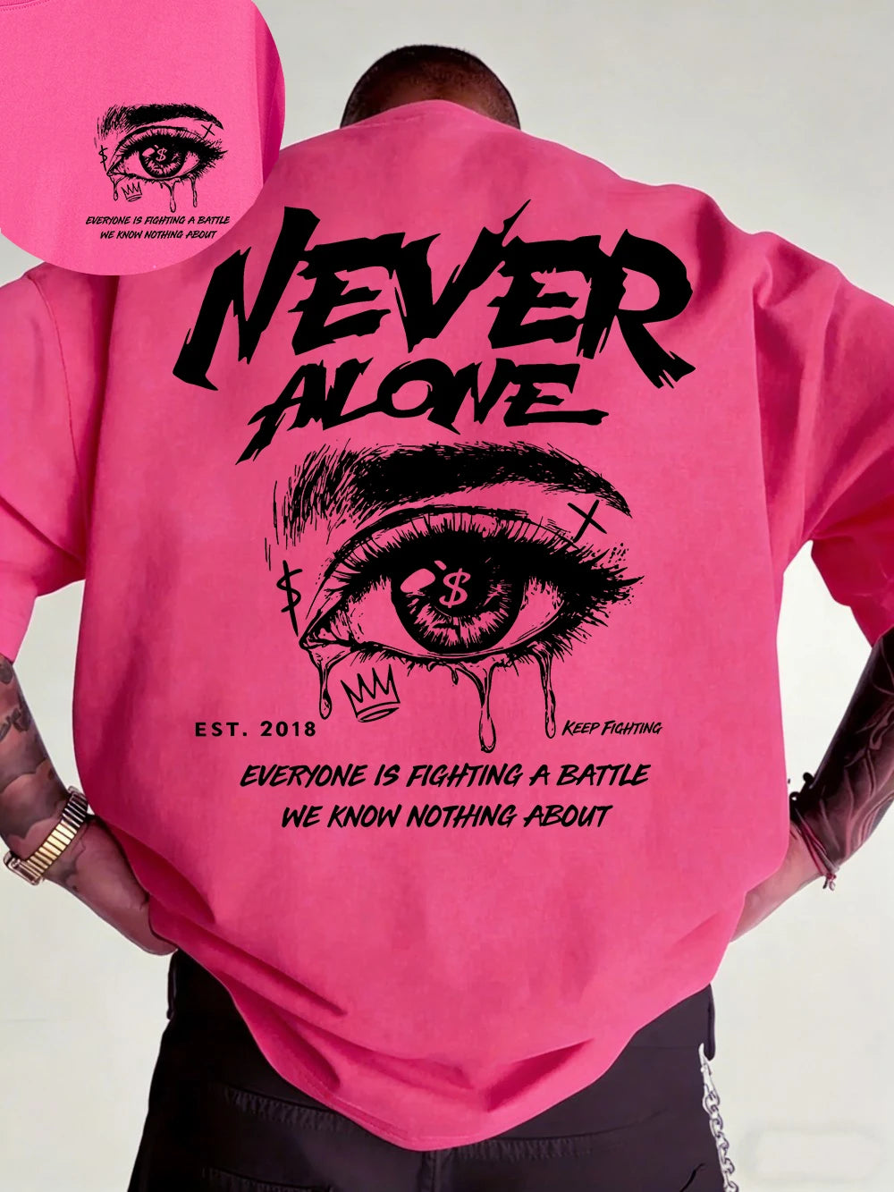 "Never Alone" Graphic Oversized Tee - Premium Cotton Streetwear T-Shirt
