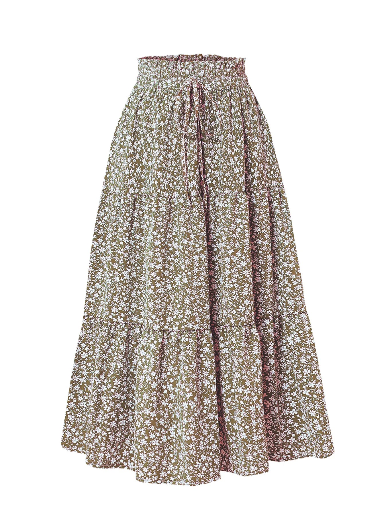 Santorini Bohemian Maxi Skirt – Flowy Summer Floral Long Skirt