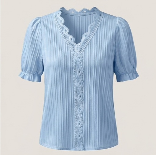 Amelia Lace Stitching Chiffon Blouse