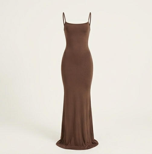 Lunar Aura Satin Slip Dress – Elegant Backless Maxi Gown