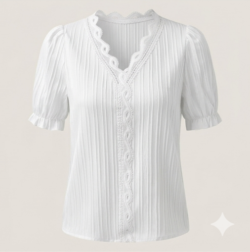 Amelia Lace Stitching Chiffon Blouse