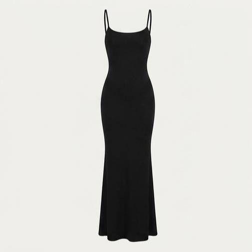 Lunar Aura Satin Slip Dress – Elegant Backless Maxi Gown