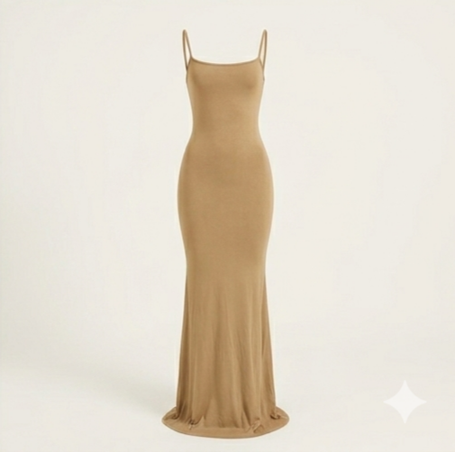 Lunar Aura Satin Slip Dress – Elegant Backless Maxi Gown