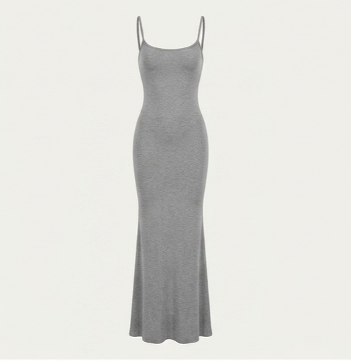 Lunar Aura Satin Slip Dress – Elegant Backless Maxi Gown