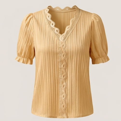 Amelia Lace Stitching Chiffon Blouse