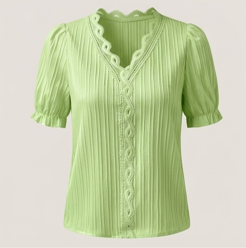 Amelia Lace Stitching Chiffon Blouse