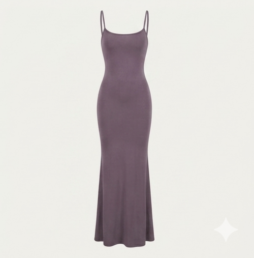 Lunar Aura Satin Slip Dress – Elegant Backless Maxi Gown